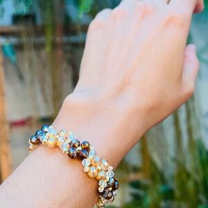 Elegant Gold and Brown Beaded Bracelet